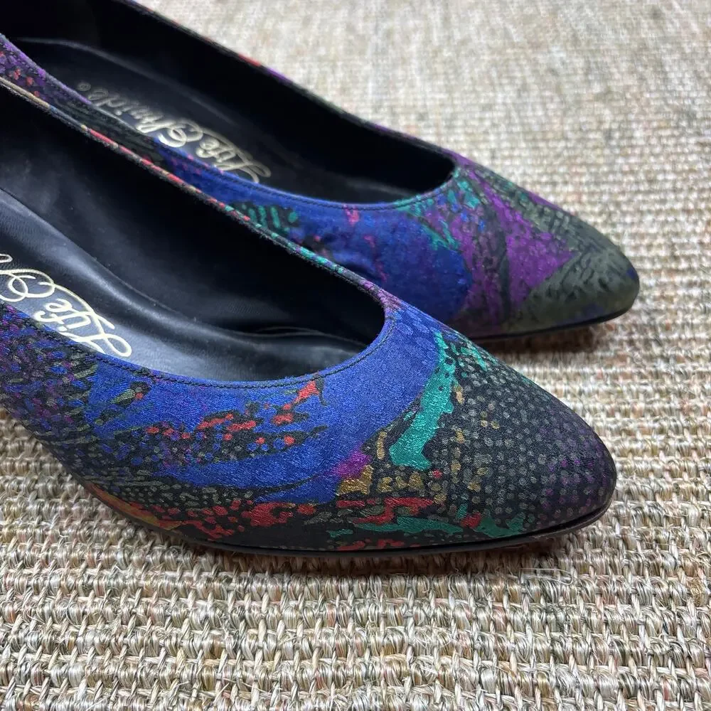 ๐ Vintage Life Stride Kitten Heel Pumps | 8.5 | Multicolor Jewel Tone Abstract - Picture 8 of 8